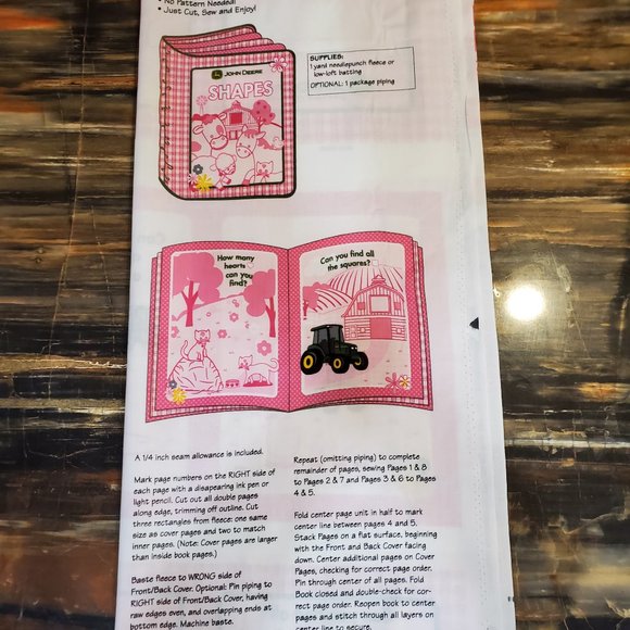 John Deere Logo Shapes Soft Book Panel Girls Fabric OOP - Picture 2 of 2